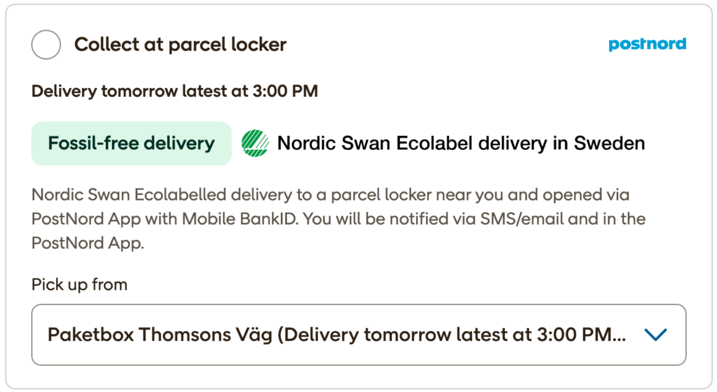 Fossil free delivery